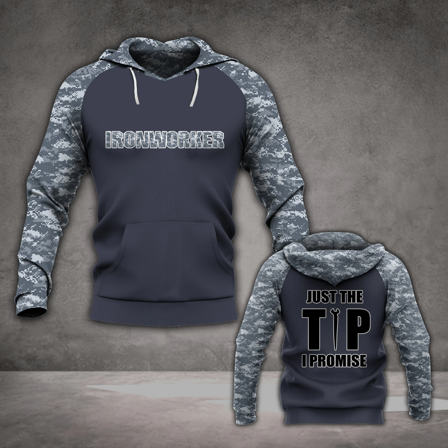 Premium 3D Print Ironworker Navy Camo Shirts MEI