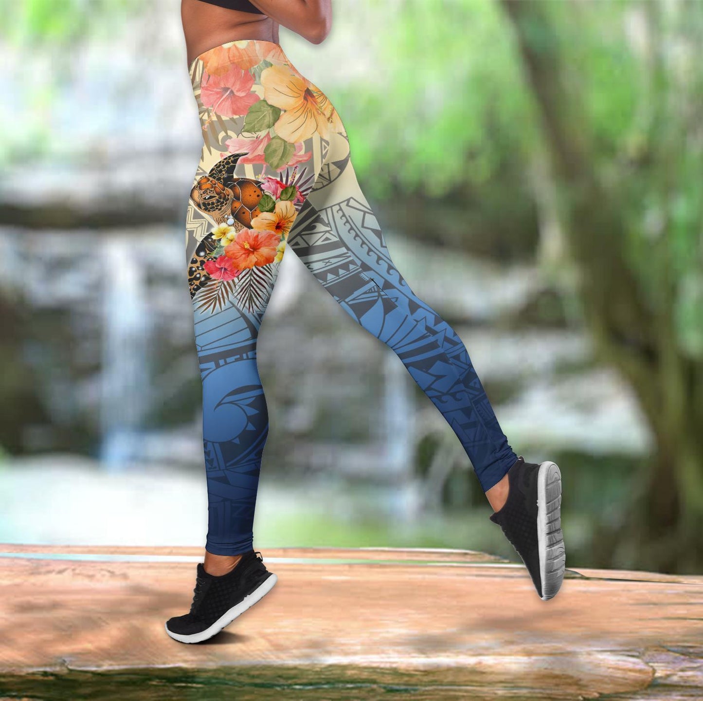 Polynesian Tattoo Turtle Hibiscus Legging & Tank top ML