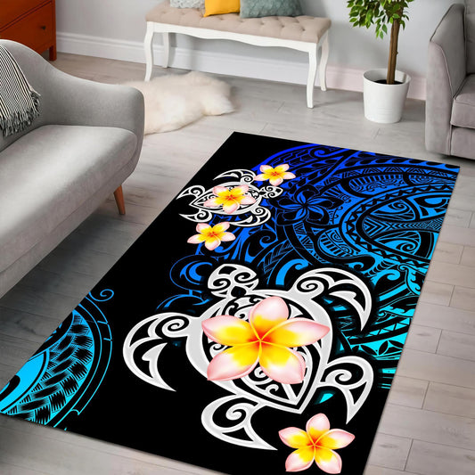 Amazing Polynesian Tattoo Deep Sea Turtle Rug ML