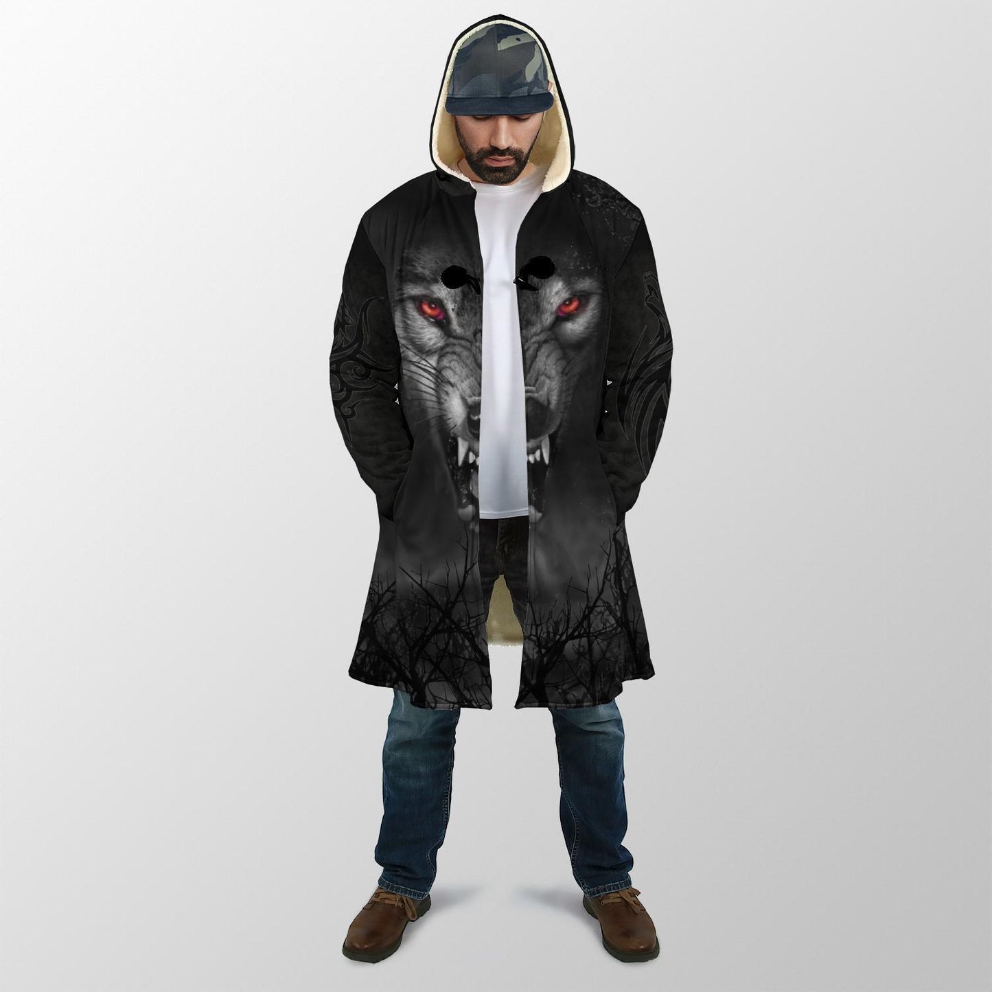 Dark Night Wolf 3D Over Printed Hoodie Tshirt for Men and Women-ML