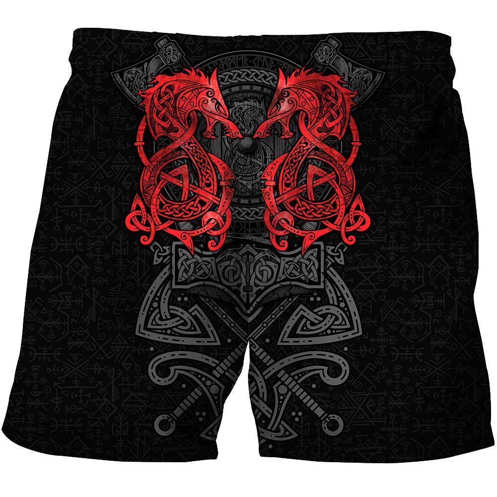 Red Fenrir Viking Wolf Tattoo 3D Over Printed Hoodie for Men and Women-ML