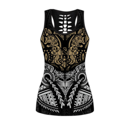 Amazing Polynesian Tattoo Gold Legging & Tank top ML