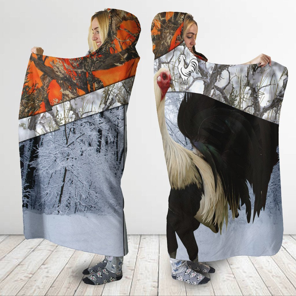 Rooster King Camo II All Over Printed Unisex Deluxe Hooded Blanket ML