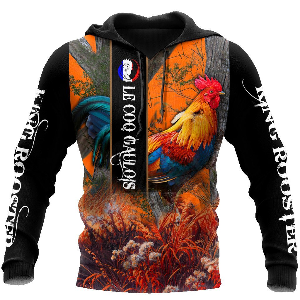 Gallic Rooster Love France All Over Printed Unisex Deluxe Hoodie ML
