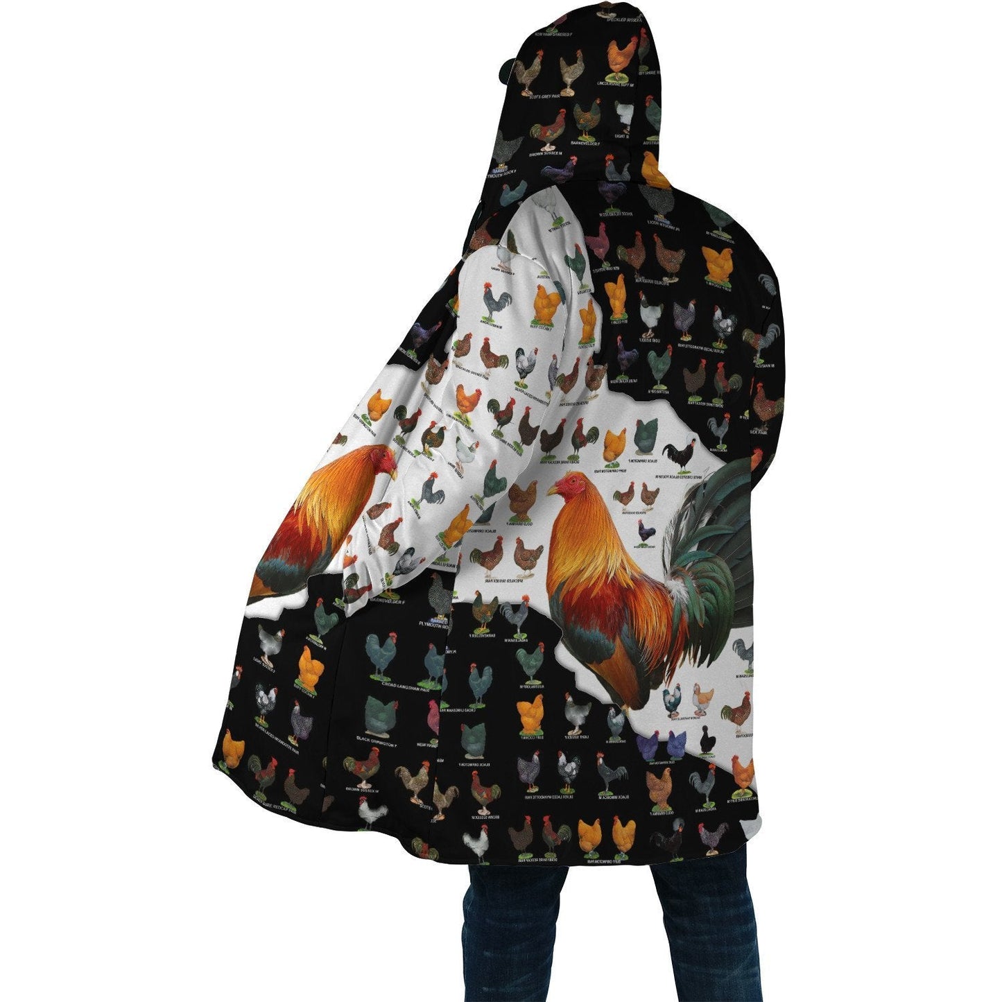 Rooster 3D Over Printed Unisex Deluxe Hoodie ML