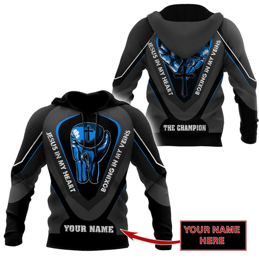 Custom Name Jesus In My Heart, Boxing In My Veins 3D All Over Printed Unisex Shirt