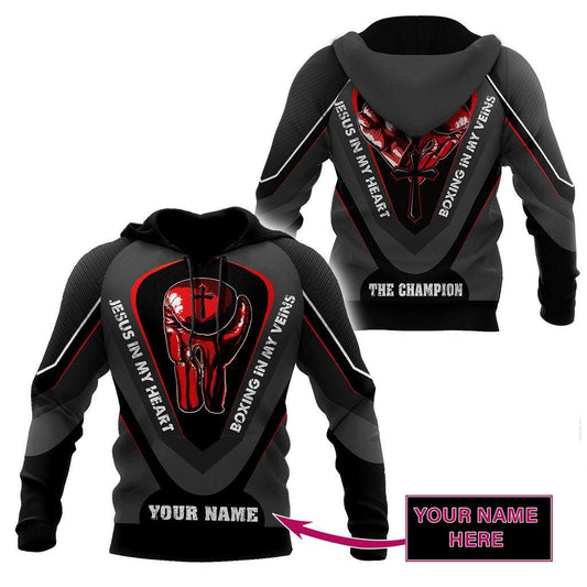 Custom Name Jesus In My Heart, Boxing In My Veins 3D All Over Printed Unisex Shirt