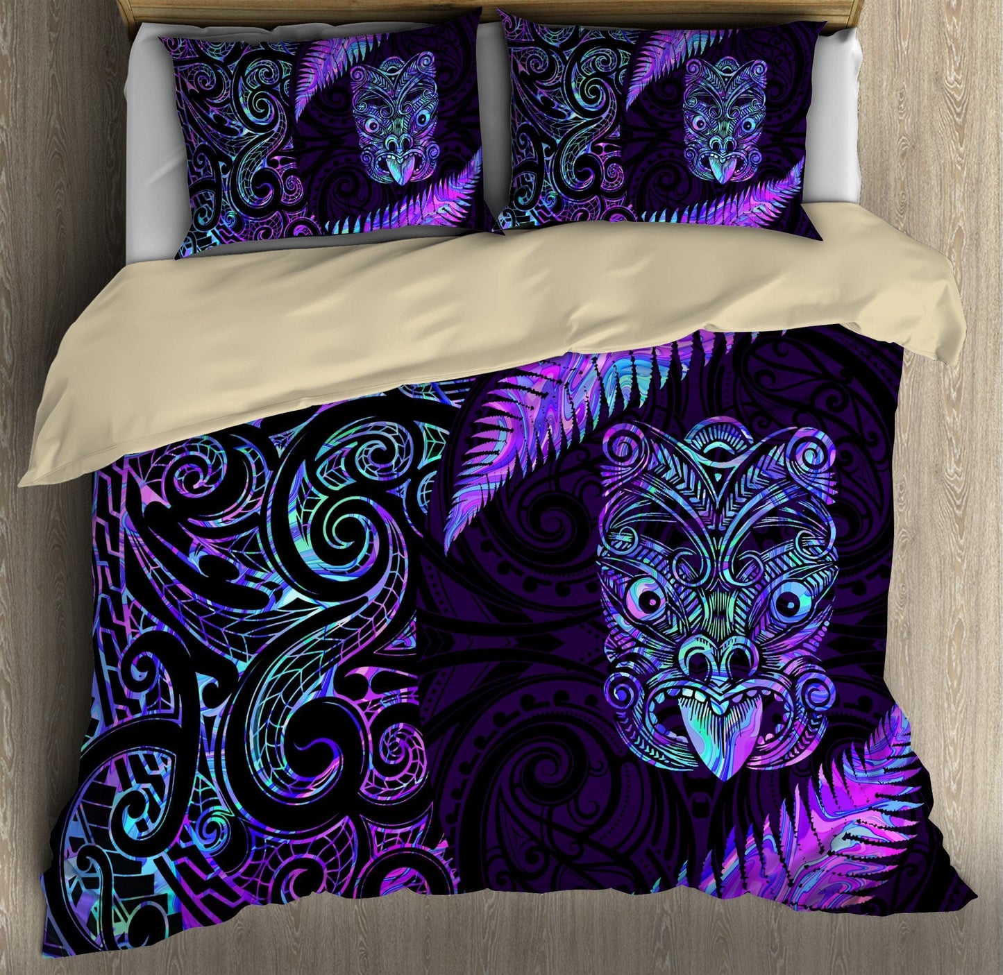 Paua Shell Maori Whakairo Bedding Set Circle Style ML