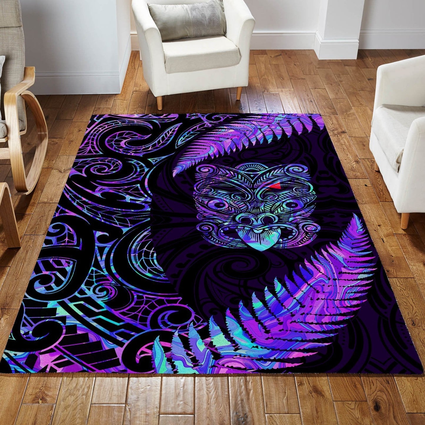 Paua Shell Maori Whakairo 3D Design Rug