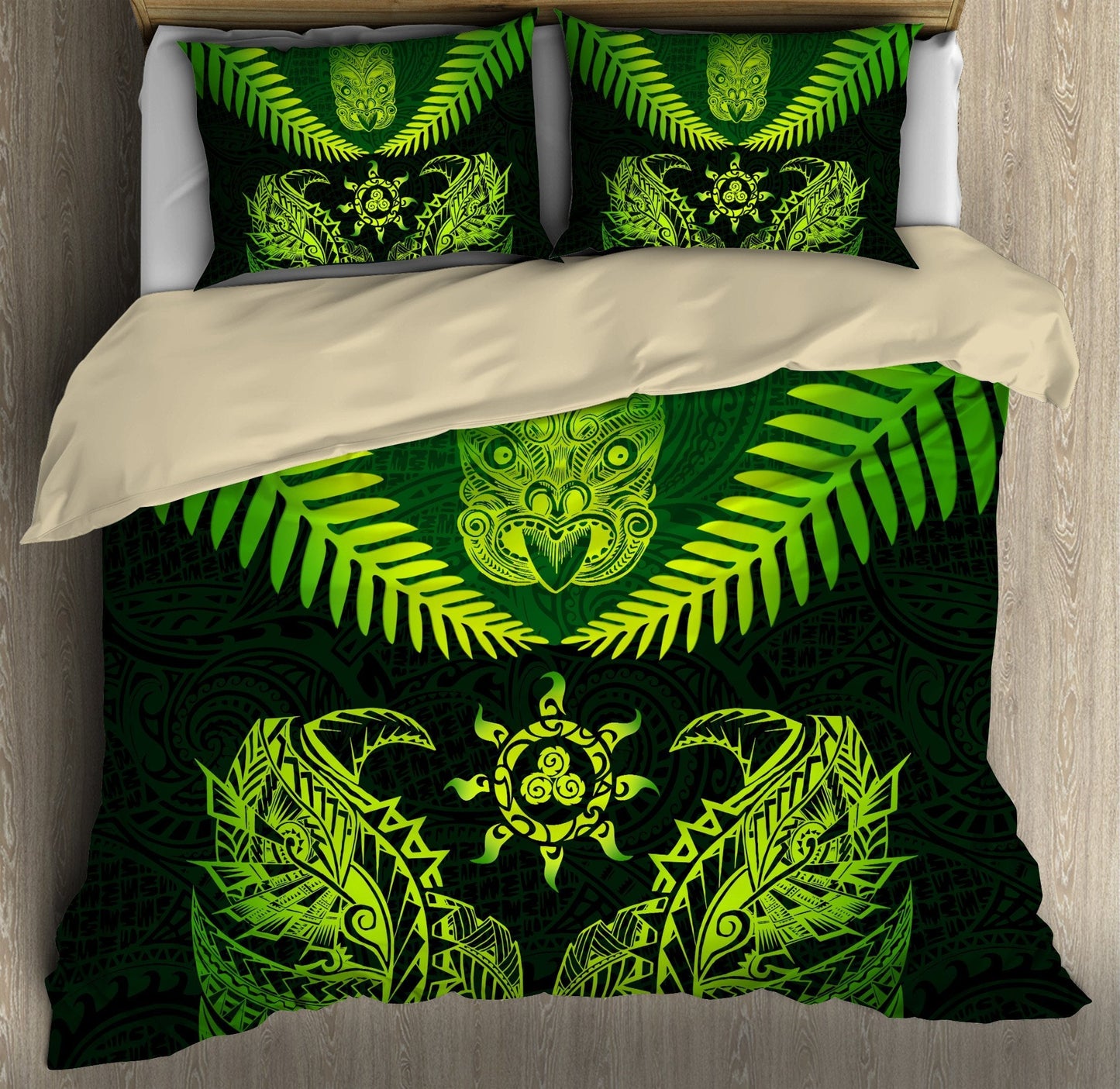 New Zealand Maori Manaia Silver Fern Bedding Set ML