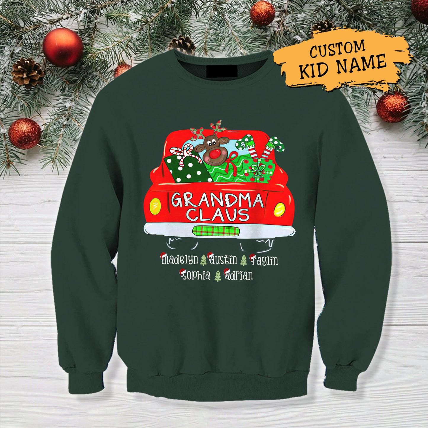 Grandma Claus Christmas Sweatshirt Personalized Gift For Mother Mama Grandma