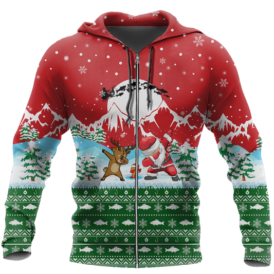 HC Christmas Santa Fishing YOLO - Greenred TR131103 - Amaze Style™-Apparel