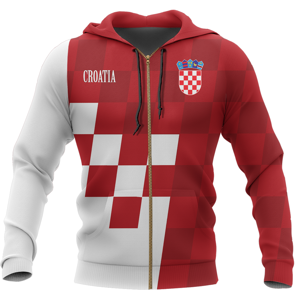 Croatia Coat Of Arms Zip Hoodie Special Version A02 - Amaze Style™-Apparel