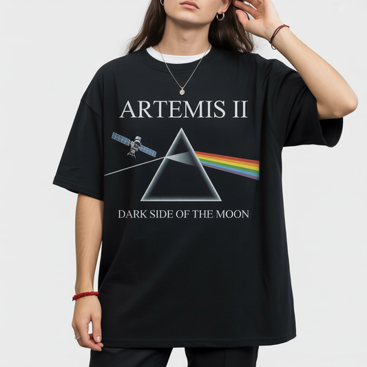 Artemis II Dark Side of the Moon Graphic T-Shirt Retro Space Mission Apparel Unisex