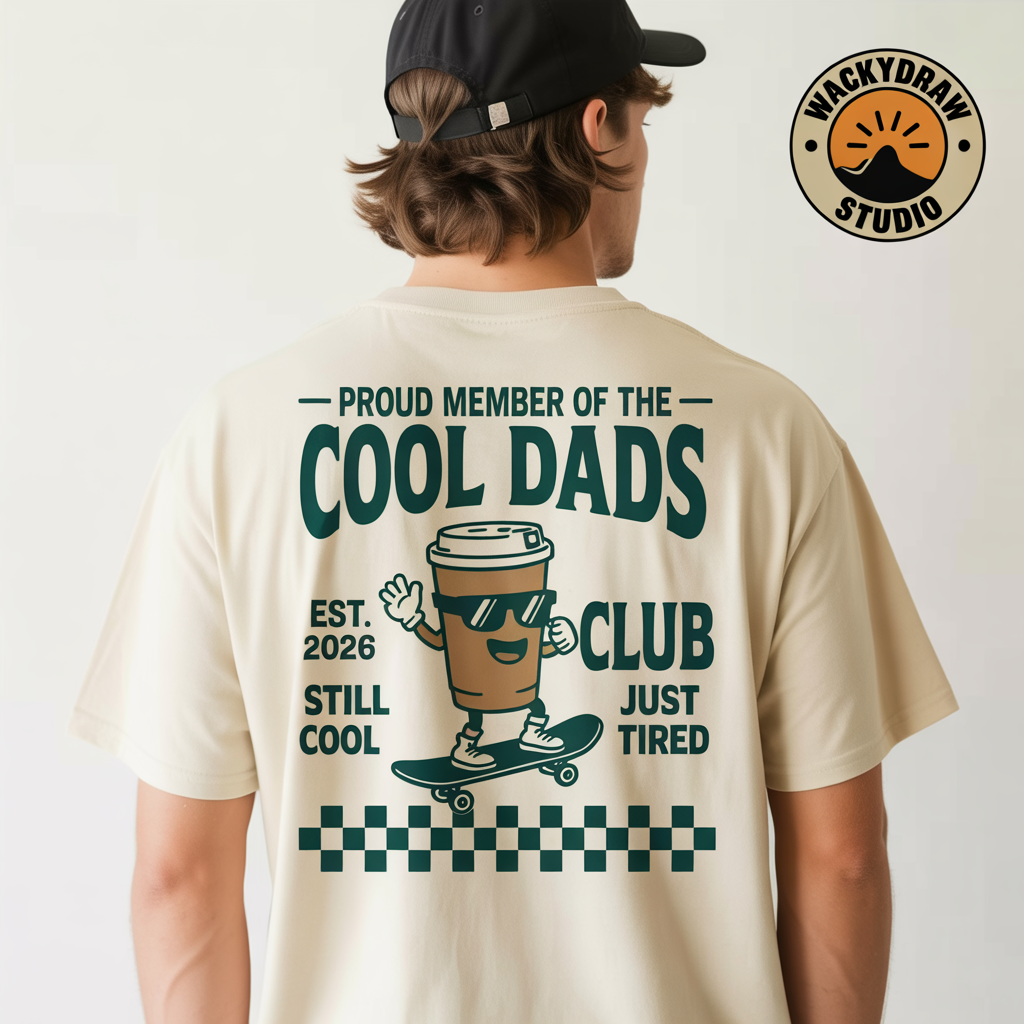 Proud Member Of The Cool Dads Club Vintage Mascot Graphic T-Shirt Short Sleeve Tee