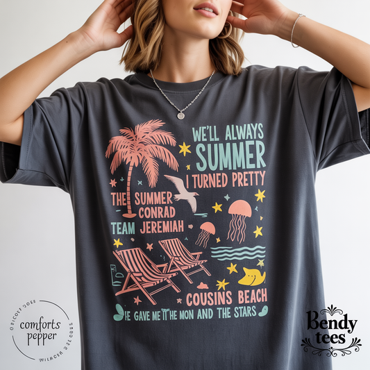 Retro Cousins Beach Summer Graphic T-Shirt Vintage Beachy Aesthetic Short Sleeve Tee