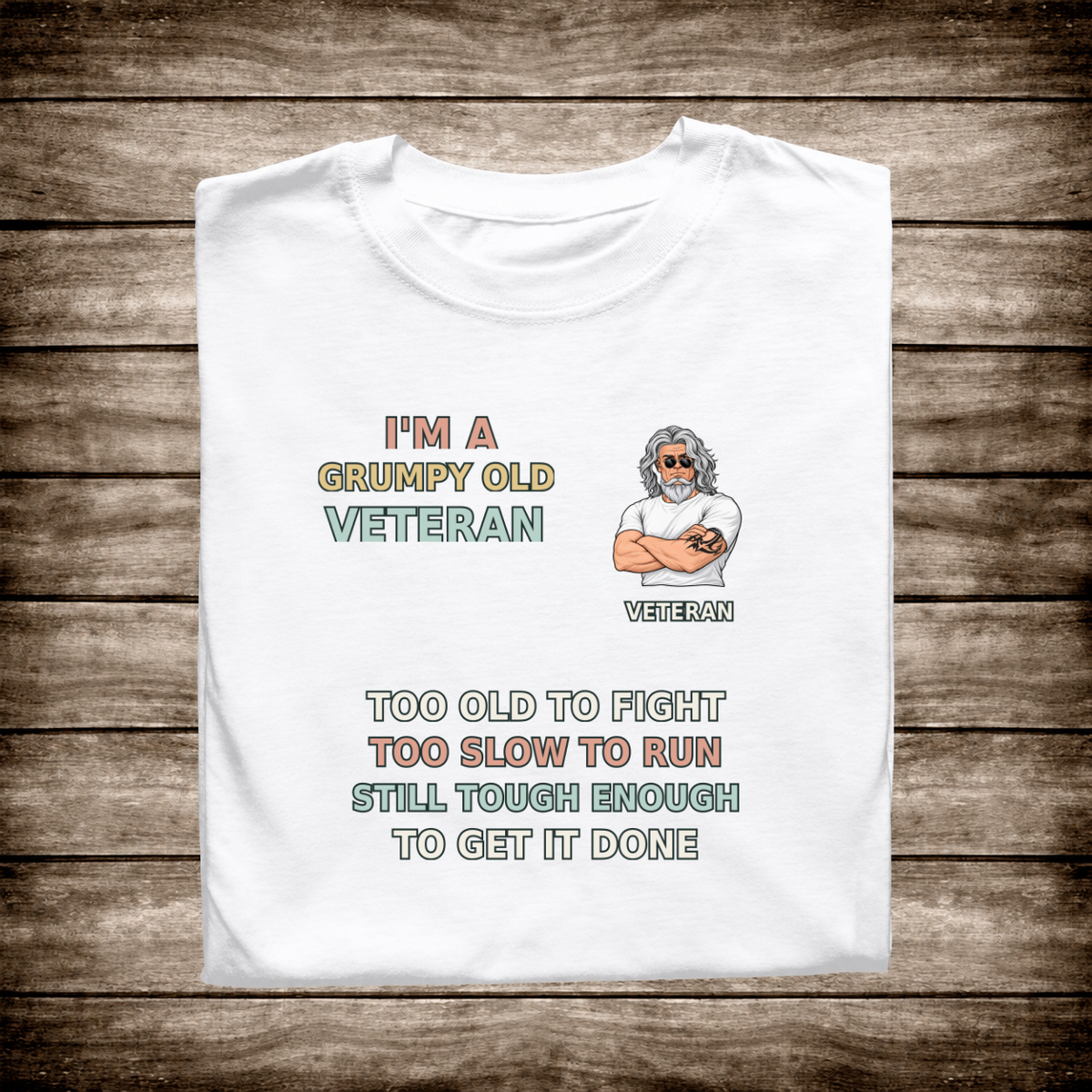 OMS premium layered veteran too-old T-shirt white