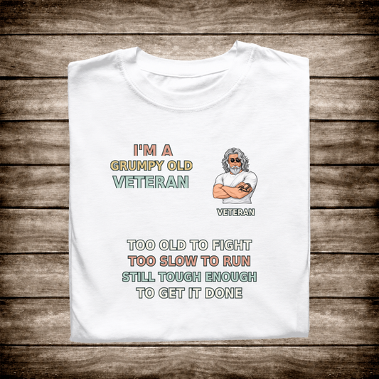 OMS premium layered veteran too-old T-shirt white