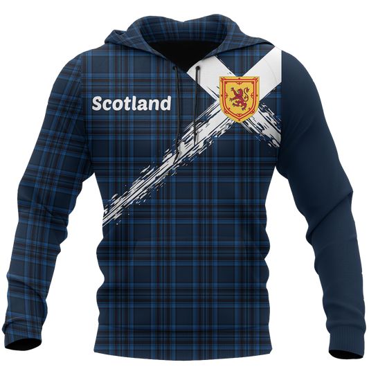 Scotland Saltire Celtic Thistle Hoodie Blue NNK 1514 - Amaze Style™-Apparel
