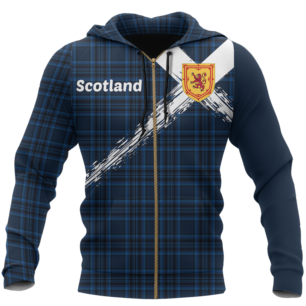 Scotland Saltire Celtic Thistle Hoodie Blue NNK 1514 - Amaze Style™-Apparel