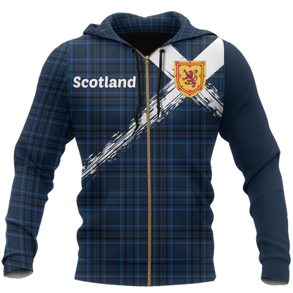 Scotland Saltire Celtic Thistle Hoodie Blue NNK 1514 - Amaze Style™-Apparel