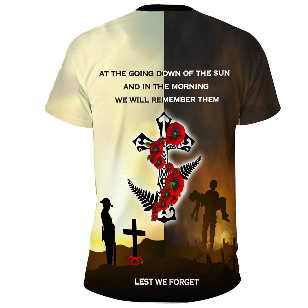 Tmarc Tee New Zealand Anzac Day Poppy Lest We Forget design 3d print shirts