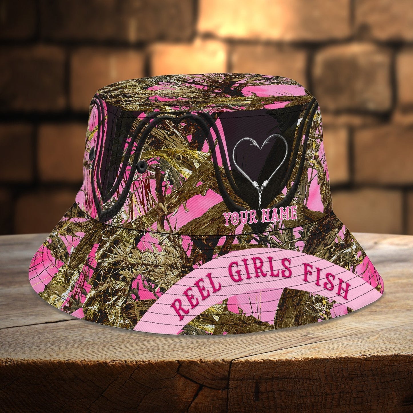 Custom Name Fishing Reel Girls 3D design print Bucket Hat 01072105.CHC