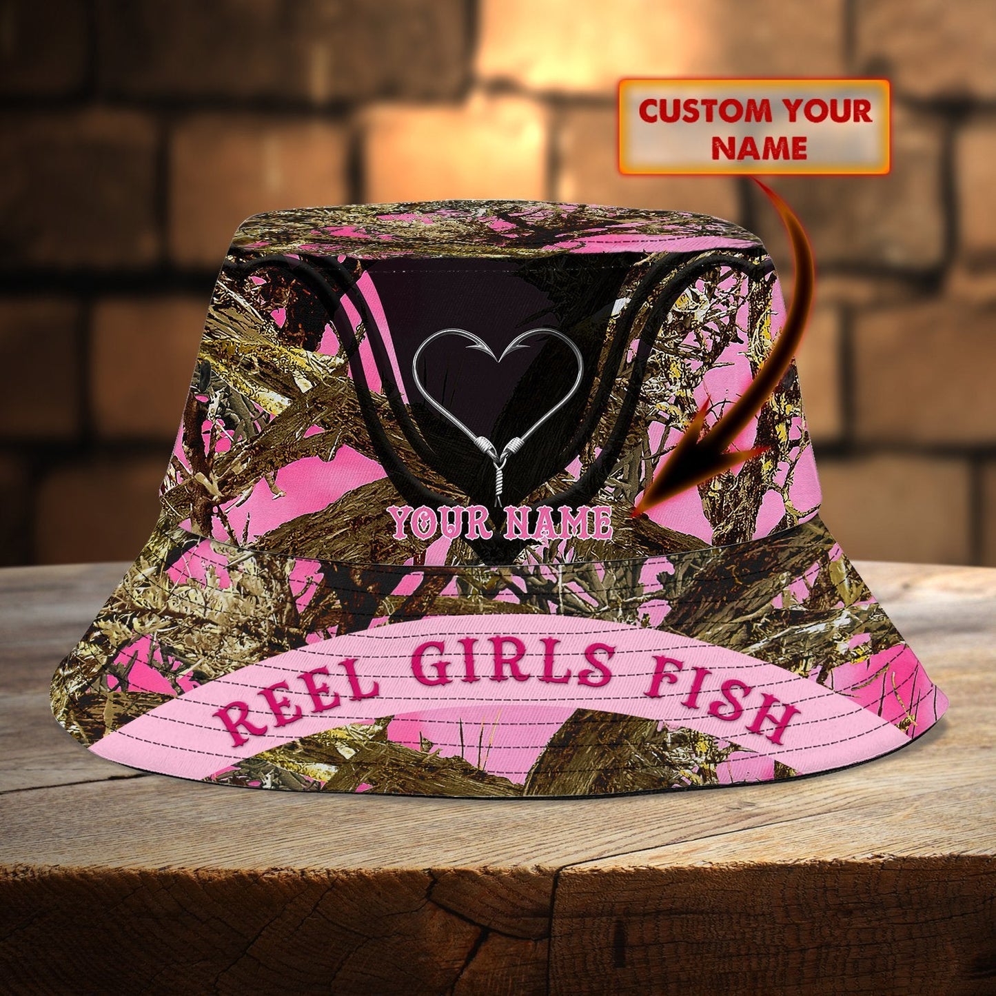Custom Name Fishing Reel Girls 3D design print Bucket Hat 01072105.CHC