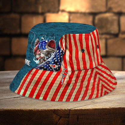 Custom Name Bass Fishing Flag 3D design print Bucket Hat 01072106.CHC