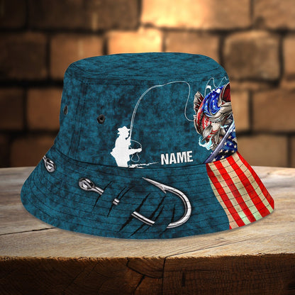 Custom Name Bass Fishing Flag 3D design print Bucket Hat 01072106.CHC