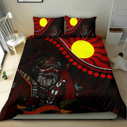 Indigenous People And Sun Aboriginal Art Bedding Set