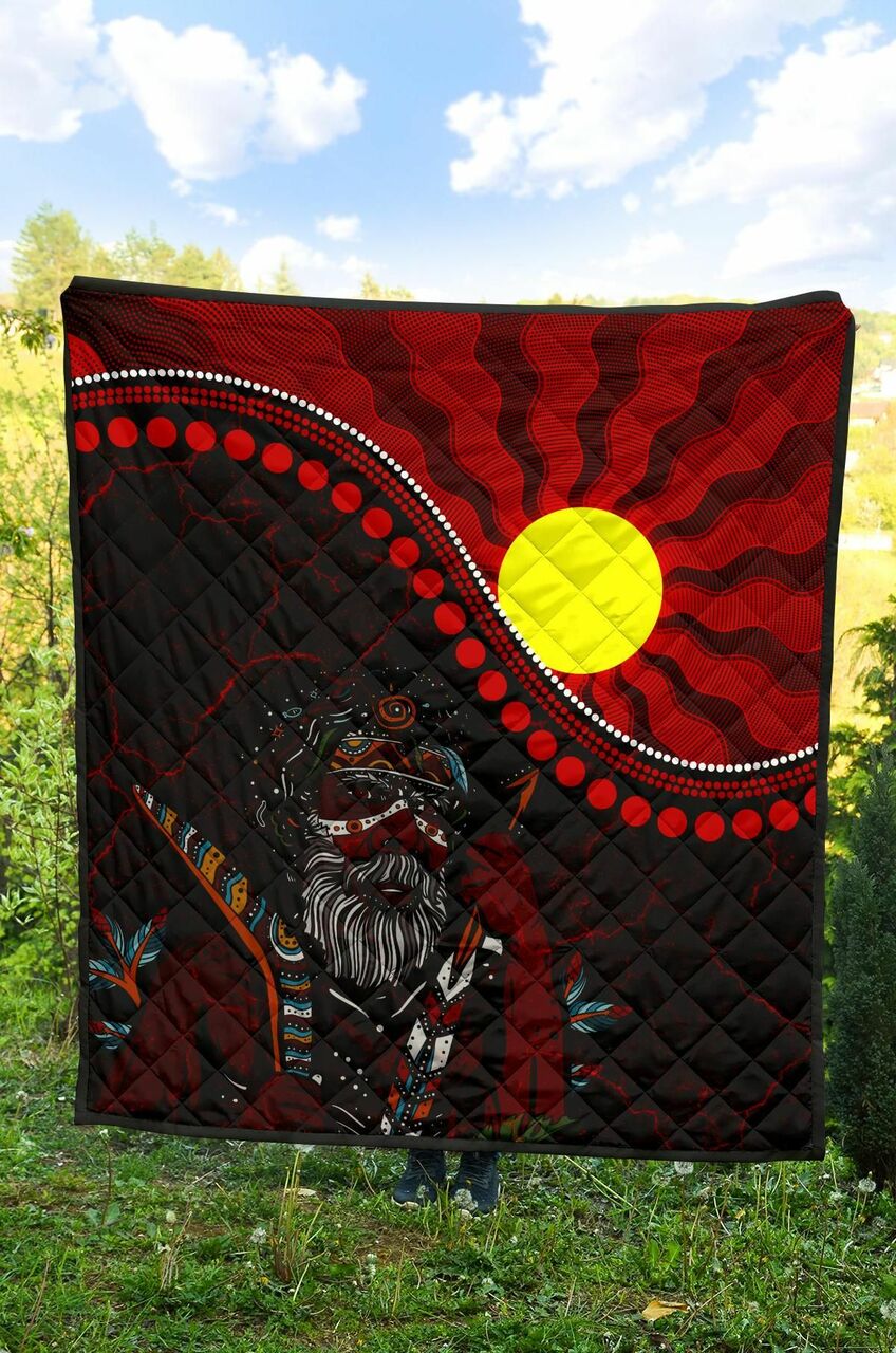 Indigenous People And Sun Aboriginal Art Quilt