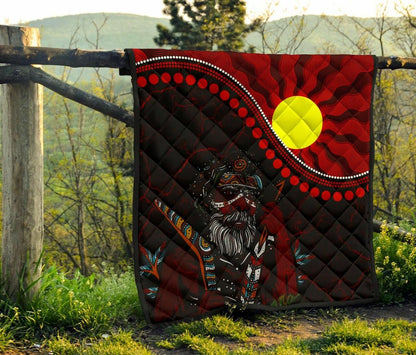 Indigenous People And Sun Aboriginal Art Quilt