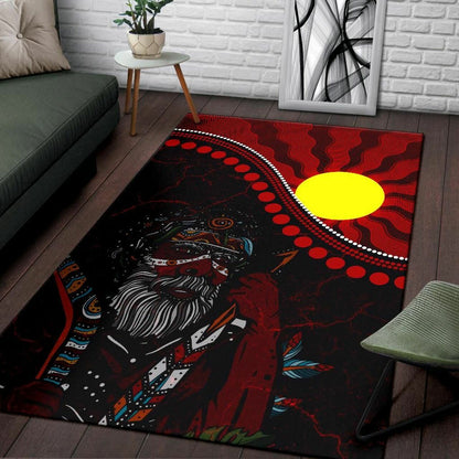Indigenous People And Sun Aboriginal Art Rug