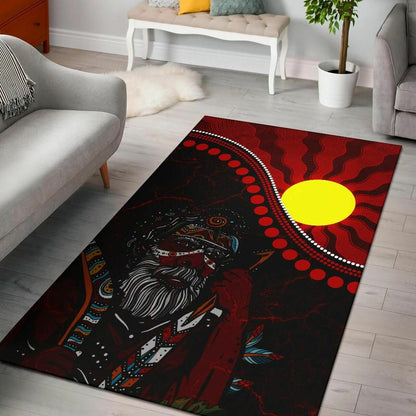 Indigenous People And Sun Aboriginal Art Rug