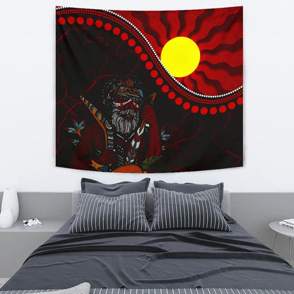 Indigenous People And Sun Aboriginal Art 3D design Printed Wall Tapestry