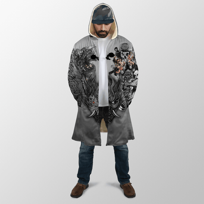 Samurai Oni Mask Tattoo 3D Over Printed Unisex Cloak ML
