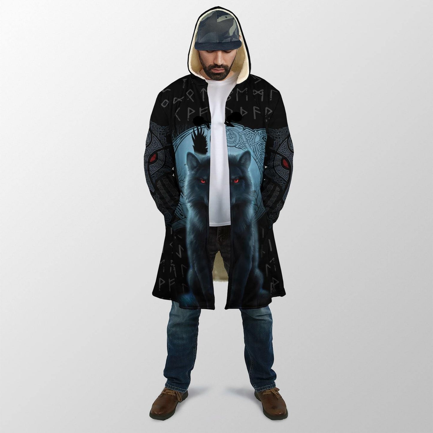 Fenrir Viking Wolf And Moon 3D Over Printed Hoodie for Men and Women-ML