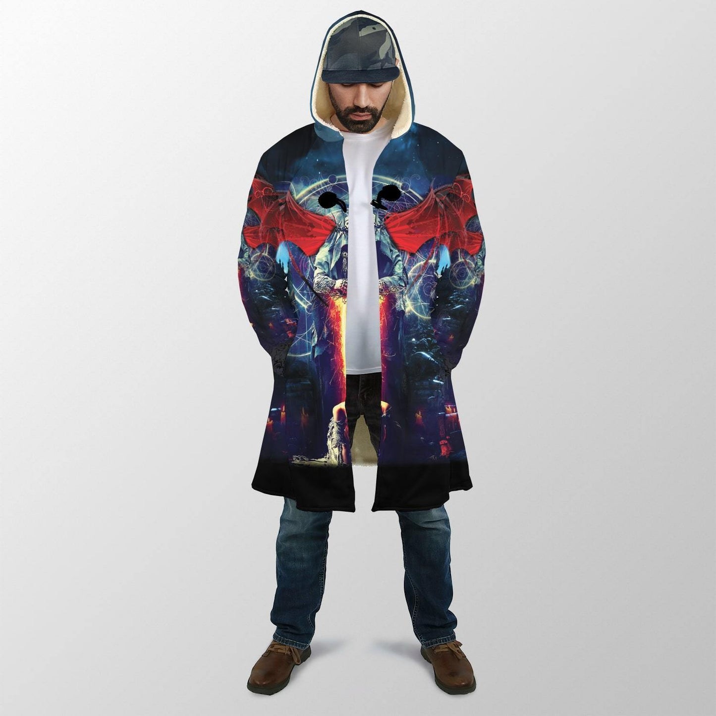 Death & Live Gothic Art  3D Over Printed Cloak for Men and Women-ML
