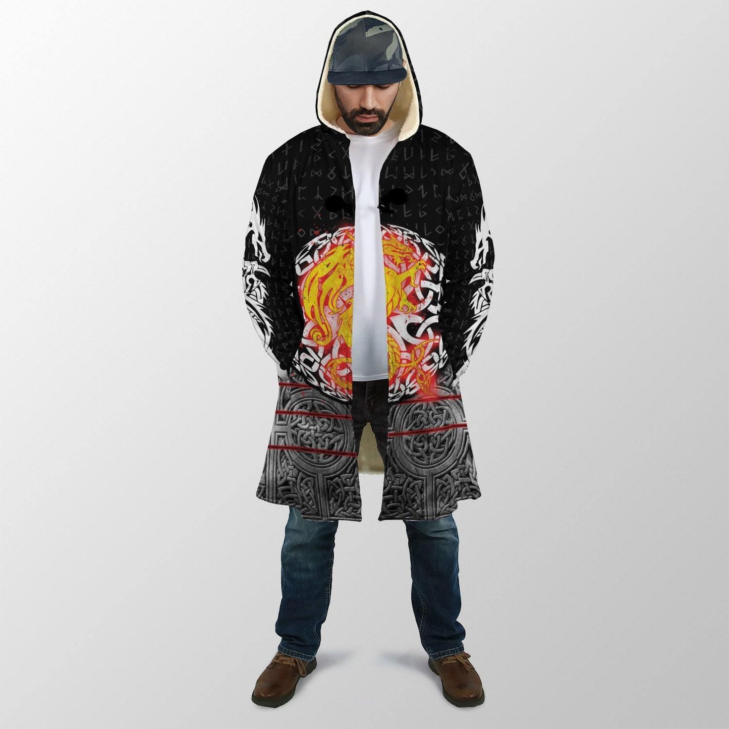 Nidhogg Viking Tattoo 3D Over Printed Hoodie Cloak for Men and Women-ML