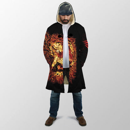 Firer Tiger 3D Over Printed Hoodie Cloak for Men and Women-ML