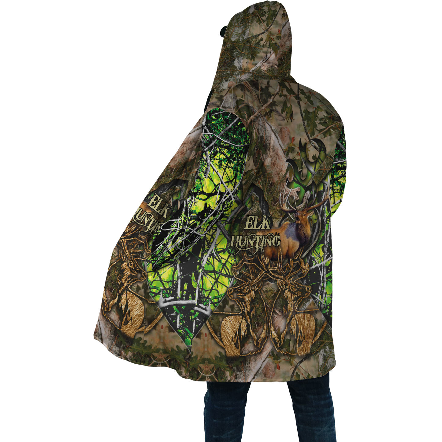 Elk Hunting Camo 3D Over Printed Unisex Deluxe Hoodie ML