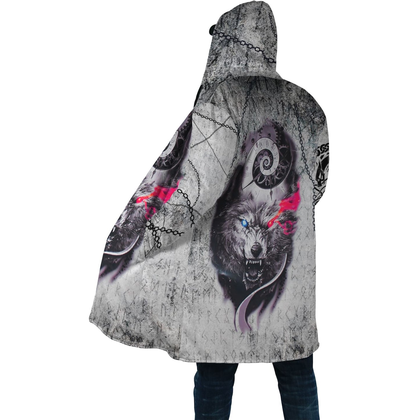 Gray Wolf Tattoo 3D Over Printed Hoodie for Men and Women-ML