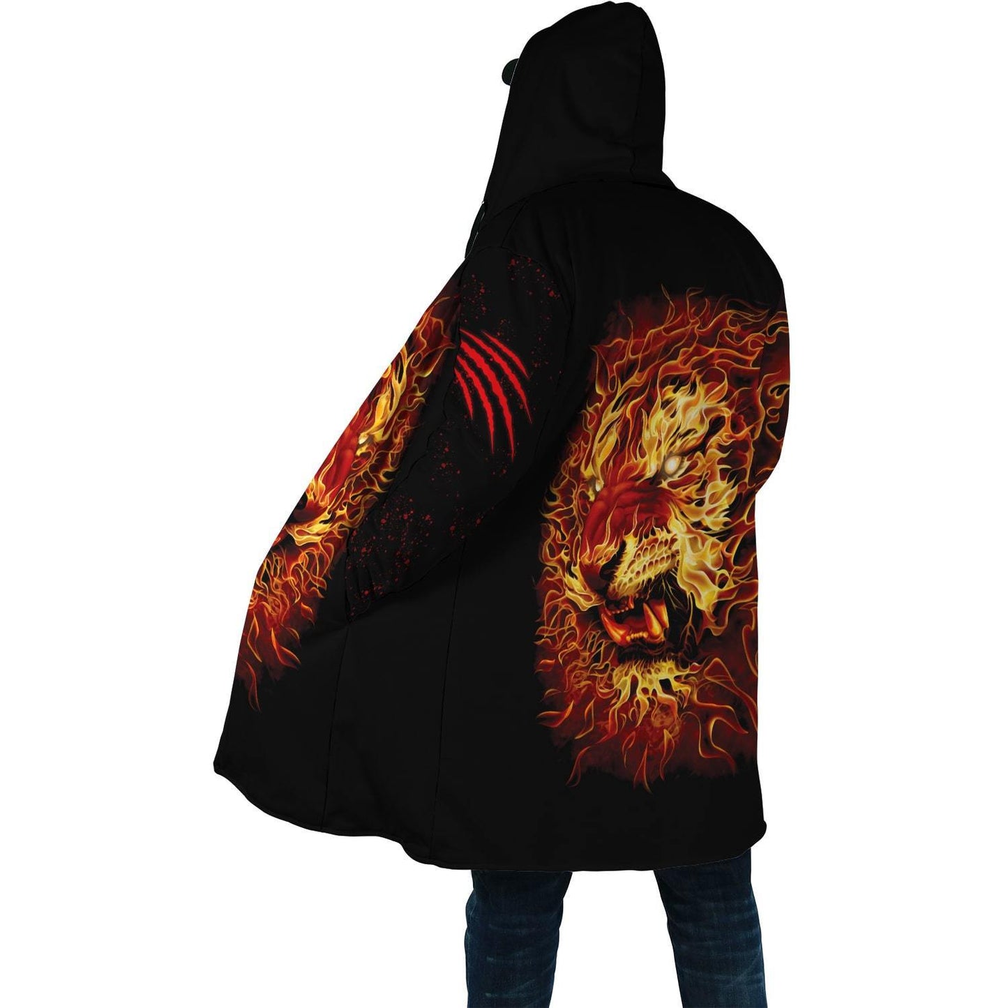 Firer Tiger 3D Over Printed Hoodie Cloak for Men and Women-ML