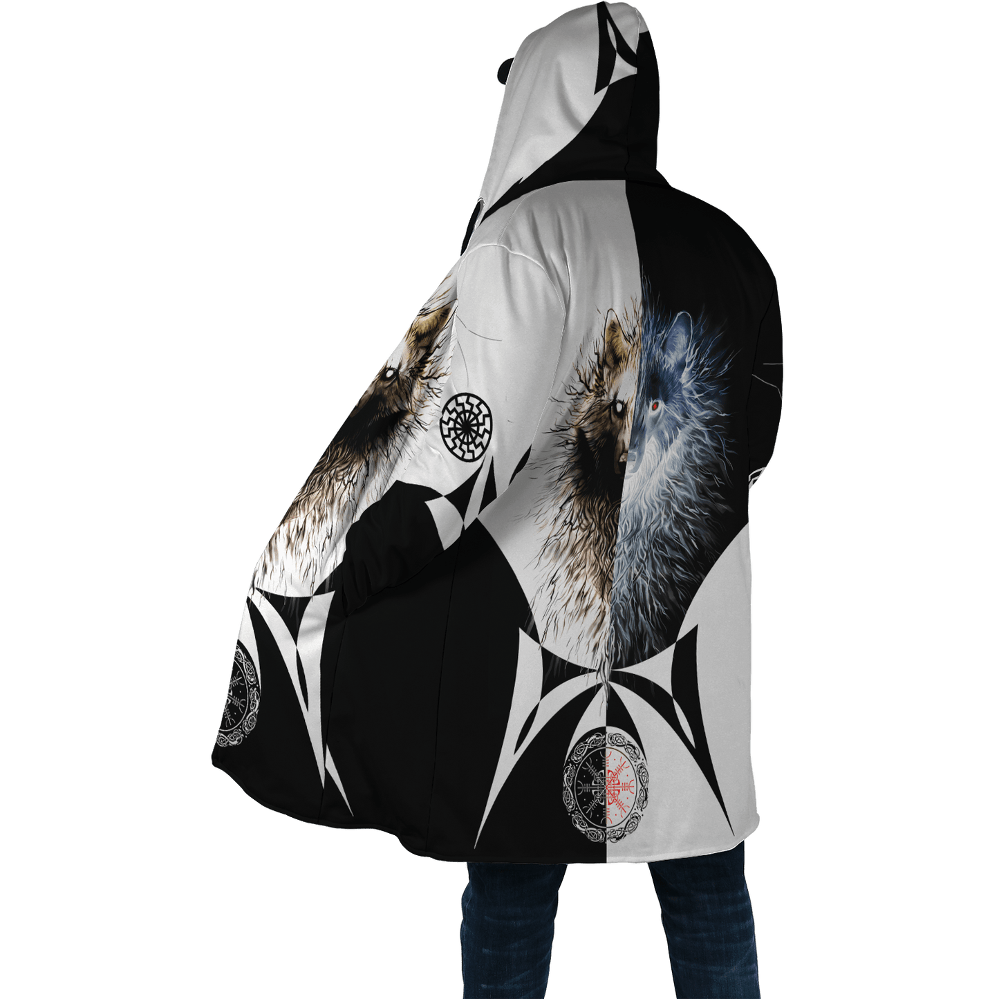 Day and Night Wolf 3D Over Printed Hoodie for Men and Women-ML