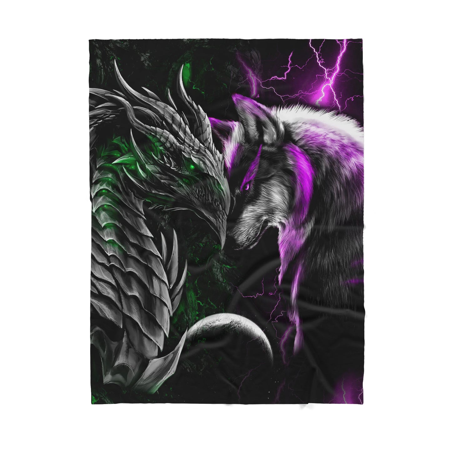 Custom Blanket Dragon and Wolf - Gift For My Family - Sherpa Blanket HG