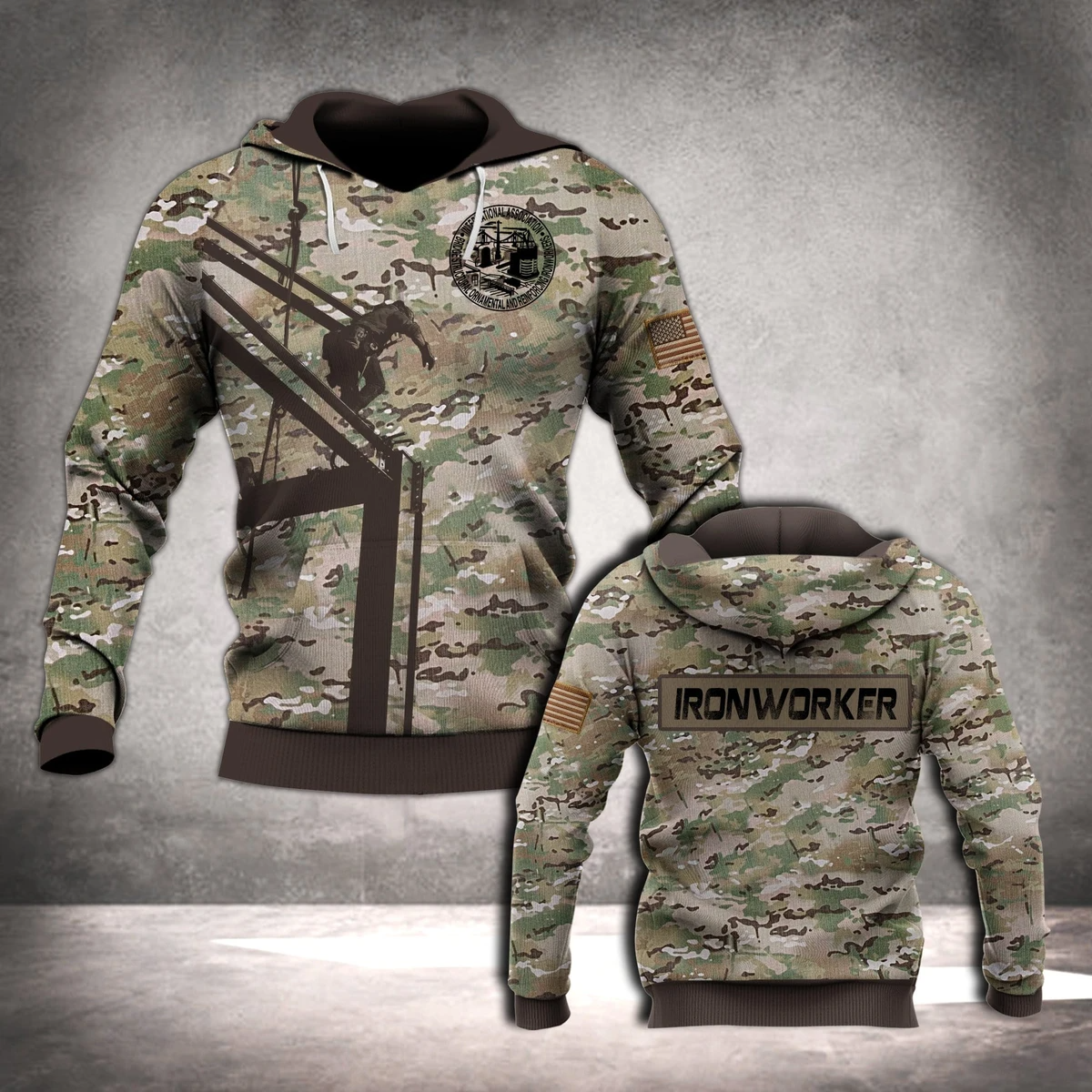 Premium 3D Printed Camo Ironworker Shirts MEI