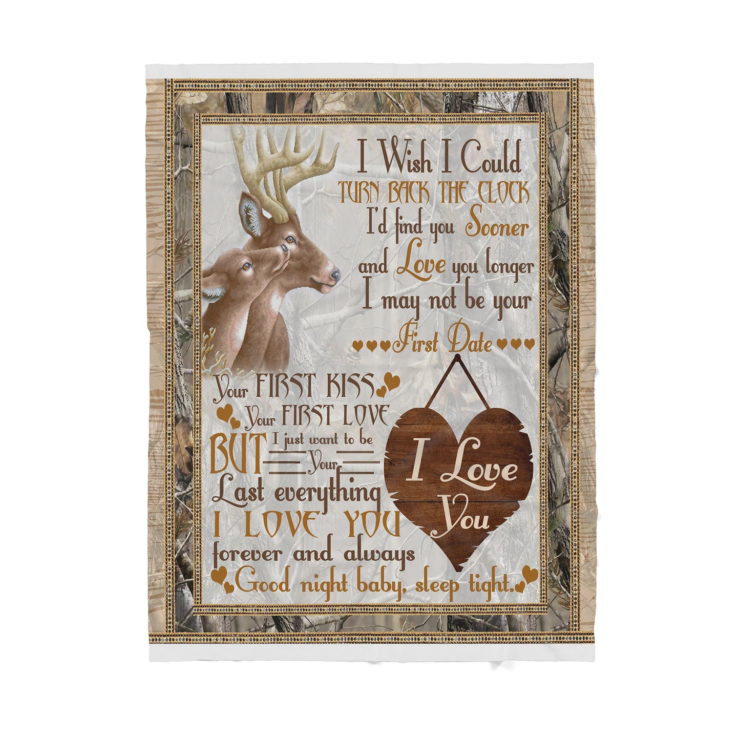 Love Deer Couple Sherpa Blanket TN