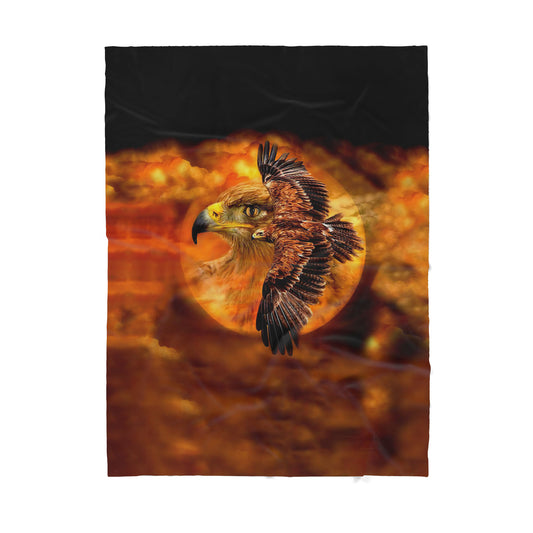 Native American Pattern Eagle Sherpa Blanket