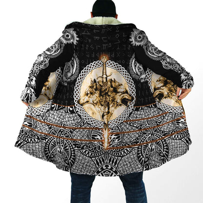 Wolf & Viking Tattoo 3D Over Printed Hoodie for Men and Women-ML